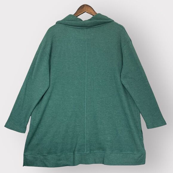 Woman Within Pullover Sweater Women Size 18/20 Green Cowl Neck Hi-Low Hem Knit - Picture 6 of 12